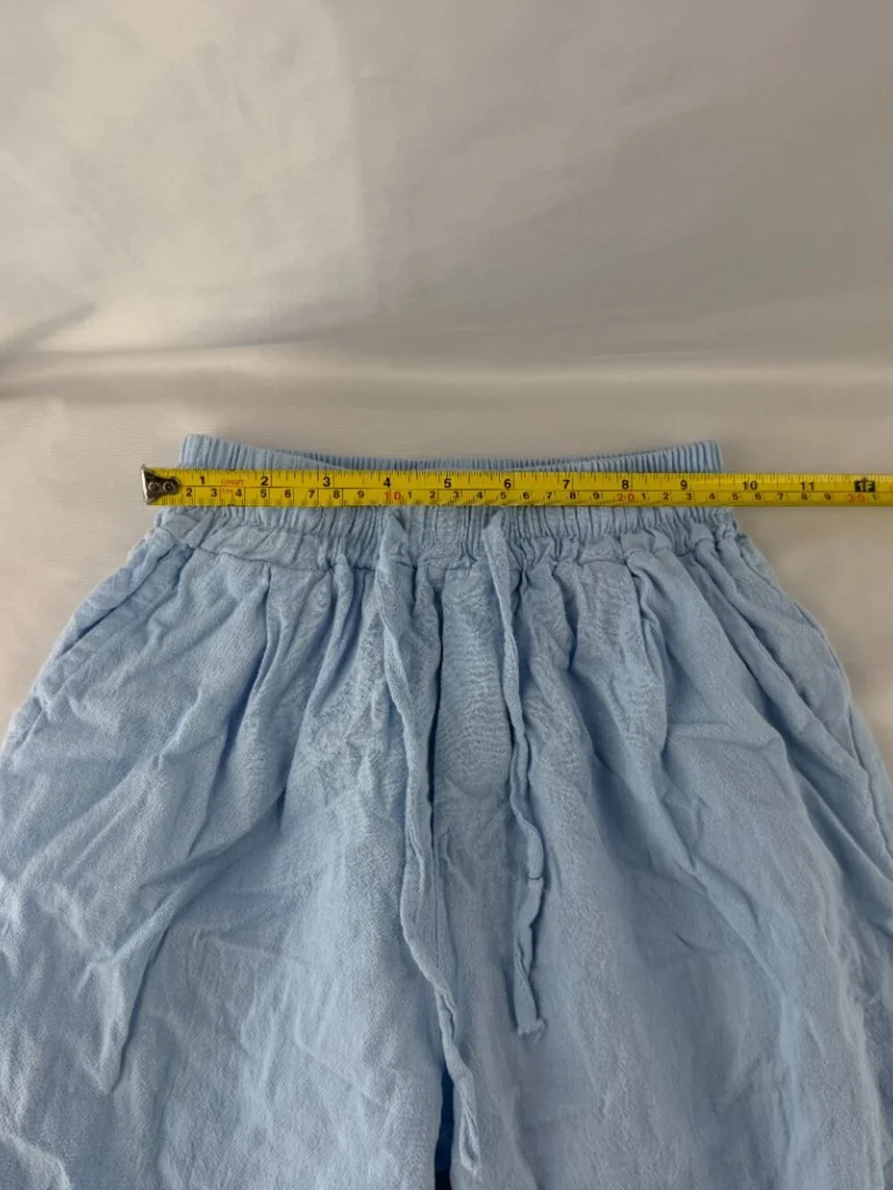 Bibikatty Men Casual Light Blue Textured Drawstring Pants Trousers Size 32